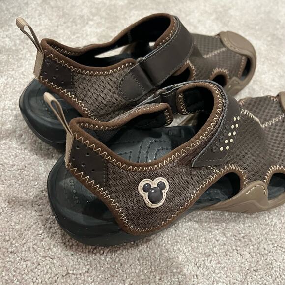Crocs Swiftwater Men\'s Mickey Mouse Disney Sandals Brown Mesh‎ Size 9 main image 4